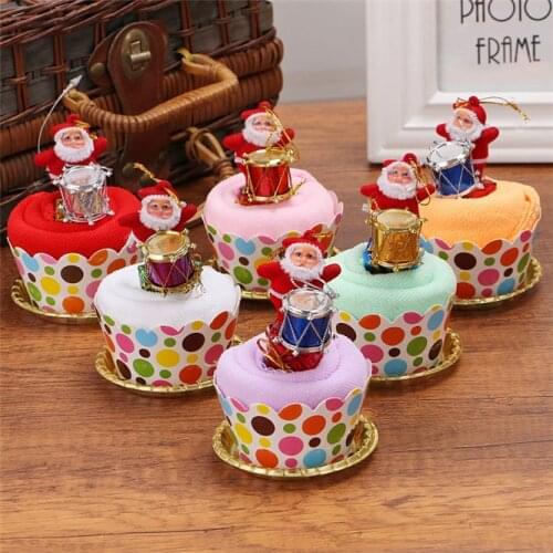 10sets High Quality Santa Claus Christmas Cake Modelling Cotton Towel Creative Gifts Christmas decoration Activity giveaway