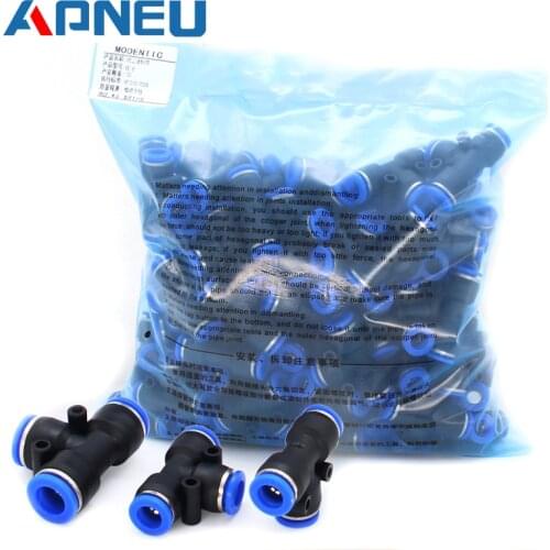 100pcs 50pcs Lot PE Pneumatic Fittings Fitting Plastic T Type 3-way For 4mm 6mm 8mm 10mm Tee Tube Quick Connector Slip Lock