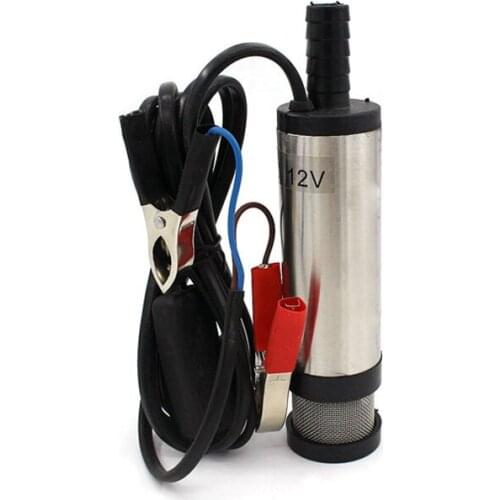 12V 24V DC Electric Submersible Pump For Pumping Diesel Oil Water Fuel Transfer 38MM Stainless Steel Shell 12L/min Car Portable