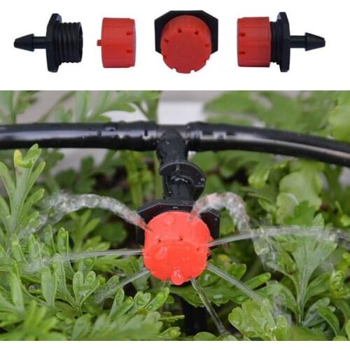 15pcs New Adjustable 8-Hole Red Drippers Button Drop Head Drip Irrigation Emitters Garden Flower Plants Watering Sprinkler