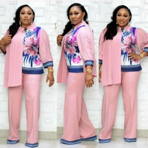 2021 Dashiki African 4 Colors New Fashion Suit (Dress and Trousers) Suit African For Lady(ZDTZ#)