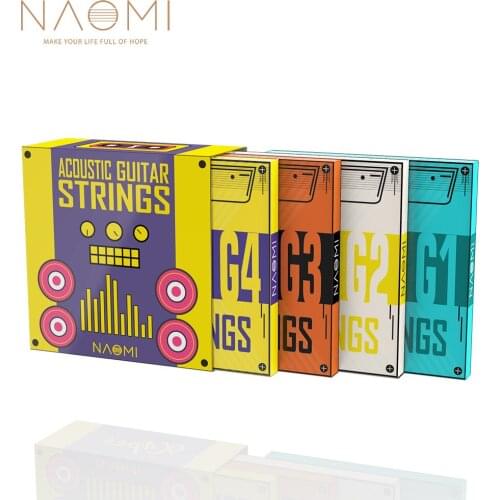 NAOMI 4packs/1set Hexagonal Steel Core + Phosphor Bronze Acoustic Guitar Strings Copper Ball End Beads Cassette Collection level