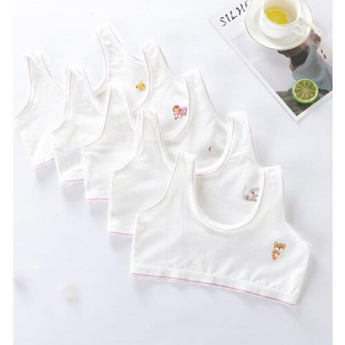 5pcs Girls Underwear Teenage Training Bra For Girl Cat Print Sports Bra Top For Teens 6-14Years Adolescente Lingerie