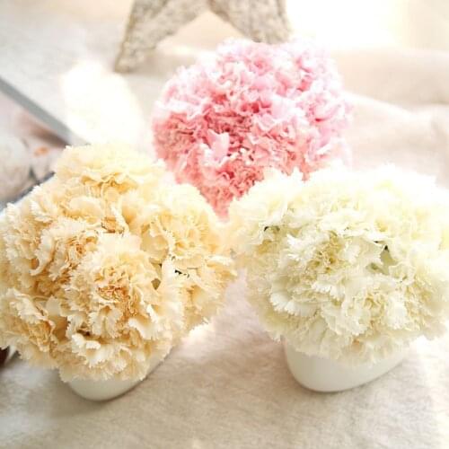 6 Heads artificial carnation bouquets silk flowers for Mothers day wedding party centerpieces home holiday decoration