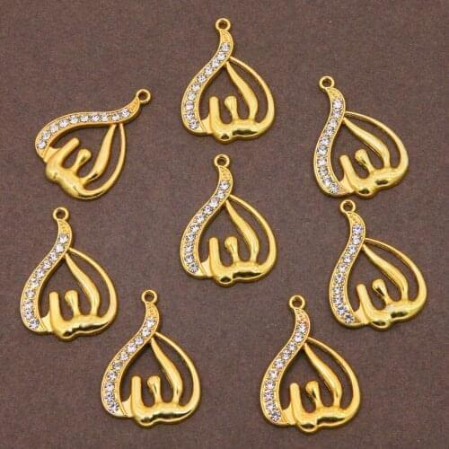 6pcs Arab Women Golden Muslim Islam Allah Charm Pendant Jewelry Ramadan Gift DIY Necklace Pendant Accessories Wholesale