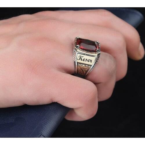 925 Sterling Silver Men Ring with Zircon Stone with Name Written