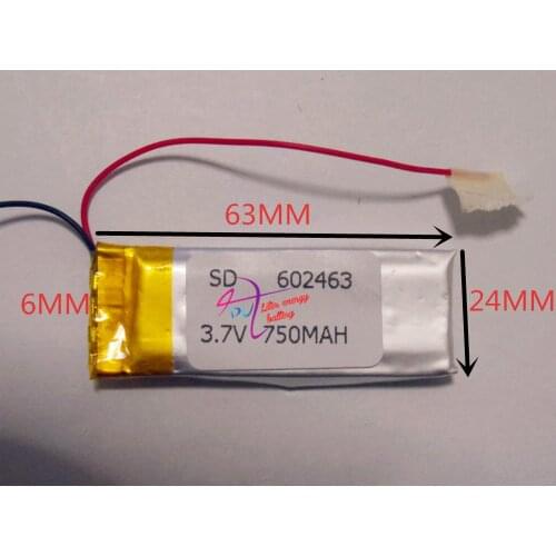 Tablet battery 3.7V,750mAH,[602463] PLIB; polymer lithium ion / Li-ion battery for dvr,GPS,mp3,mp4,cell phone