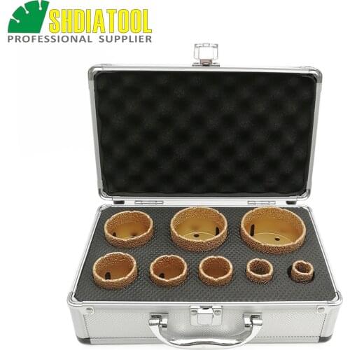 SHDIATOOL 1set M14 Vacuum Brazed Diamond Drill Core Bits With Box Dia 20+25+32+35+40+50+60+68mm Granite Marble Ceramic Hole Saw