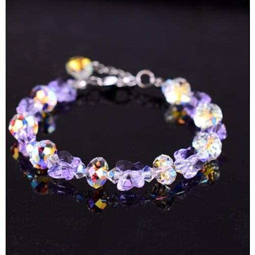Northern Lights Butterfly Crystal and Glass Bead Charm Bracelet for Women Girl Christmas Gifts Clear Butterfly Crystal Bracelet