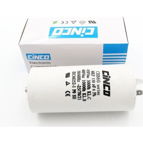 CBB60 Motor Run Capacitor 150UF 400V 450V wire SH DB Polypropylene Film Ac 450VAC Water Pump electrical engine 150mfd 150mf