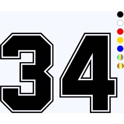 CK3066# figure Number 34 reflective funny car sticker vinyl decal silver/black car auto stickers for car bumper window