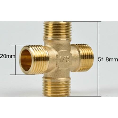 DN15 G 1/2" BSP Male Cross 4 Way Brass Pipe Coupling Joiner Adapter Fitting