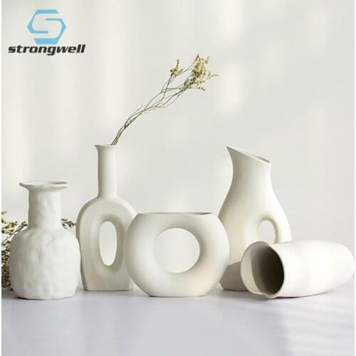 Strongwell Home Decoration Ceramic Vase Art Hydroponics Living Room Display Furnishings Desktop Decoration Flower Arrangement