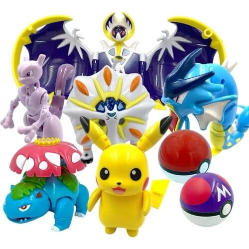 Original Pokemon Figures Elf Ball Model Pikachu Lunala Charizard Action Figure Model Dolls Toys For Childrens Birthday Gifts