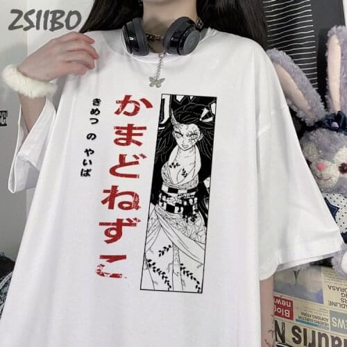 Harajuku Demon Slayer Kimetsu No Yaiba Female Tshirt Unisex Kawaii Anime T-Shirt Tanjirou Kamado Graphic Casual T Shirt Men Top
