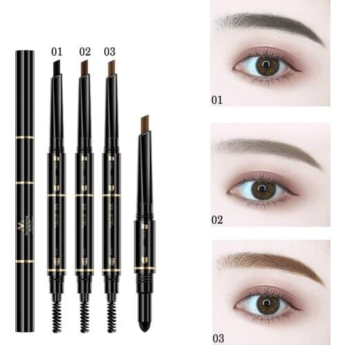 Eyebrow Pencil 3 in 1 Auto Waterproof Eye Brow Shades Brush Powder Automatic Eyebrow Pigment Makeup Beauty Tool