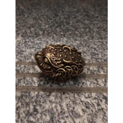 CHINA Pure copper bronze fengshui wealth Toad small Statue ornaments Metal crafts family decorations