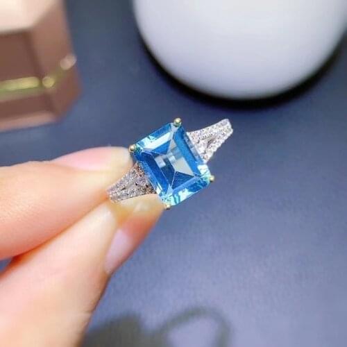 Blue Topaz RingSterling Silver Real Natural Genuine December Birthstone Jewelry Luxury