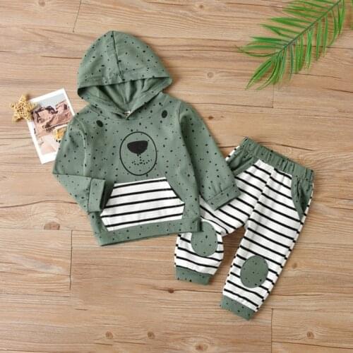 Spring And Fall Boys And Girls Pullover + Striped Pants Two Piece Set Long Sleeve Sets