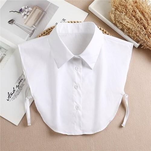 Linbaiway 2021 Women False Collars Decor White Button Down Fake Collar Solid Color Neck Female Shirt Detachable Collar