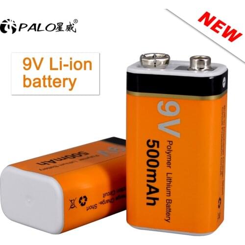 PALO 500mAh 9V Li-ion Rechargeable battery 9v Li-polymer Rechargeable Battery for Microphone Toy Remote Control KTV Use