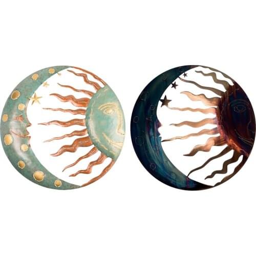 Metal Wall Hanging Ornament Sun Moon Wall Decoration Waterproof Durable Metal Home Pendant