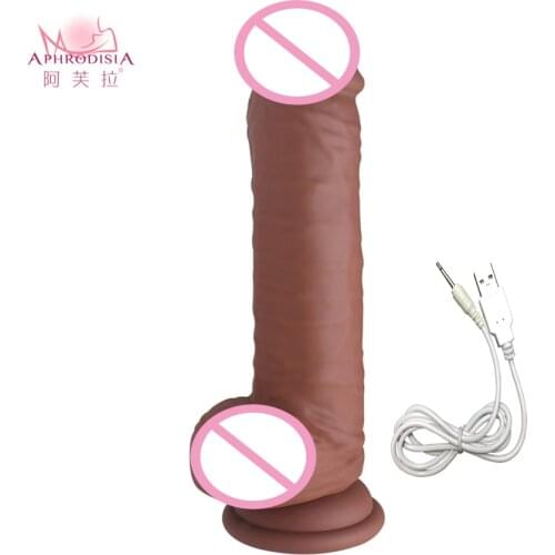 Mlsice 20.5*4 CM Usb Recharge dildo Silicone Masage Penis with Strong Suction Cup Adult Fake Dicks Vibrators For WomeToys Sexy