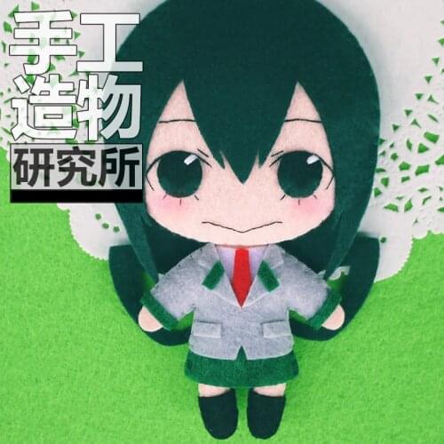 My Hero Academia Asui Tsuyu 12cm Keychain Handmade Materical Package Toys Mini Doll Stuffed DIY Plush Children Gift
