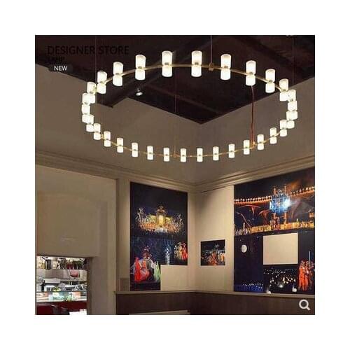 New super large circular restaurant with high space loft apartment Nordic style modern villa crystal chandelier LED living room