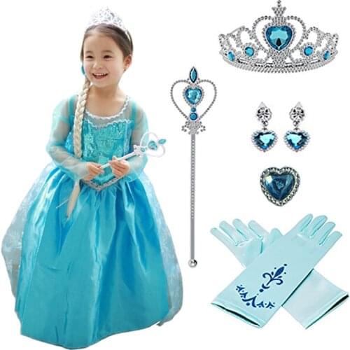 4-10Y Baby Girl Elsa Dress For Girls Clothing Wear Cosplay Elsa Costume Halloween Christmas Party Princess Teens Fancy Vestidos