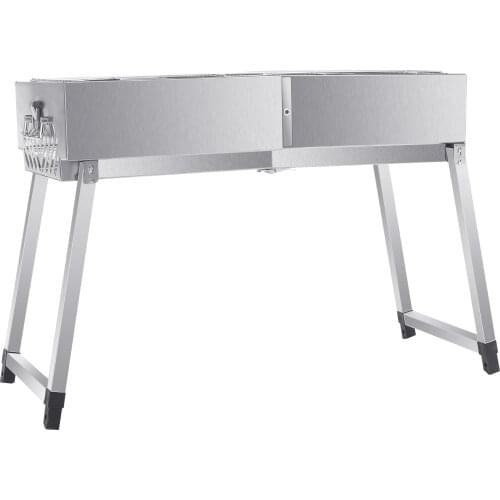 Portable BBQ Grill With Clip Brushes Seasoning Bottle Foldable Stainless Steel Barbecue Grill Adjustable Large Capacity BBQ Tool