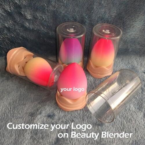 50pcs Custom LOGO Beauti Blender with Storage Box Makeup Sponge Gradient Color Foundation Sponge Cosmetic Puff Make Up Tool