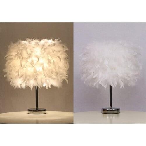 Feather Light Desk Light Fluffy Lamp Table Lamps for Bedroom Living Room Wedding and Party Decoration White A Great Gift
