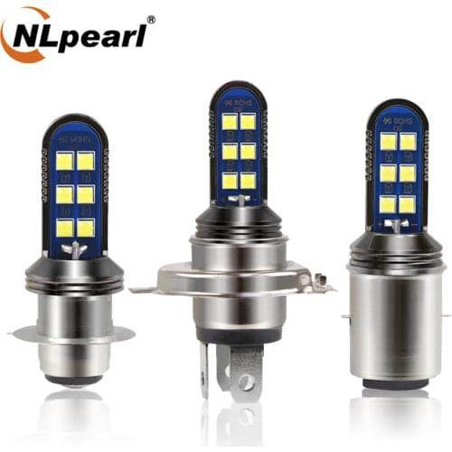 NLpearl 1X P15D Led Motorcycle HeadLight Bulbs 12V 1600LM 6000K 12 SMD 3030Chips H4 Led Hi Lo H6 BA20D Led HeadLight Lamp White