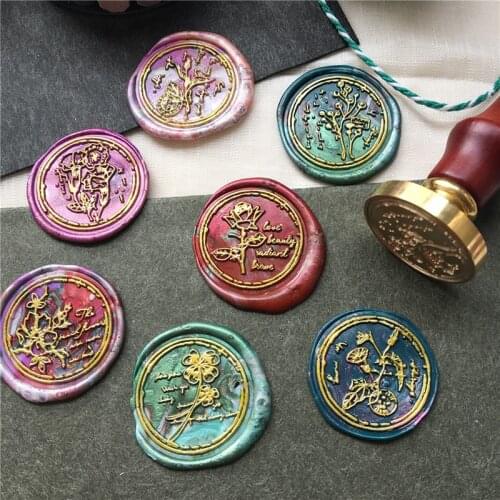 Beautiful Clover Sealing Wax Stamp Plant Wax Seal Stamp Rose Peach Blossom Wax Seal Birthday Card Sealing Gift