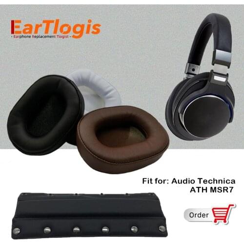 EarTlogis Replacement Parts for Audio Technica ATH MSR7 MSR-7 Earpads Earmuff Cover Bumper Cushion Cups Pillow Headband Sleeve