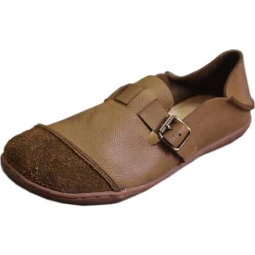 YourSeason Genuine LeatherFlats Ladies 2021 Round Toe Shallow Women Casual Handmade Concise Vintage Shoes