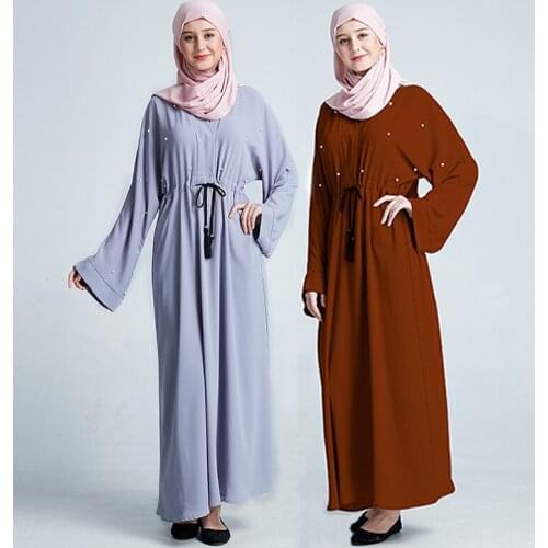Factory direct new order pearl Africa Dubai Turkey bat-sleeved toga dress plus-size ladies dress