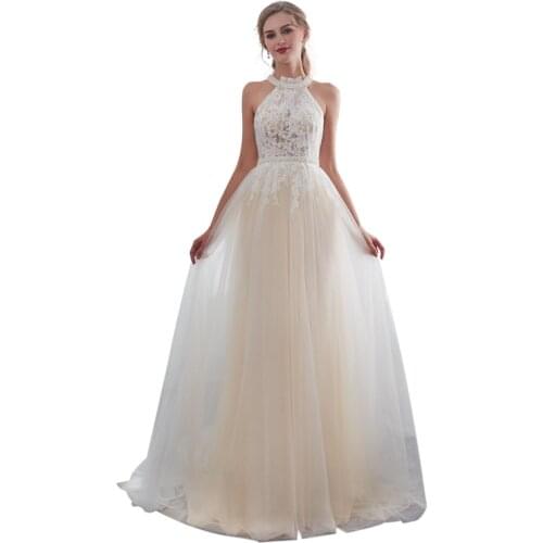 2019 Fashion Halter A Line Evening Dress Long Evening and Competitive Dresses Dress Robe De Soiree Plus Size