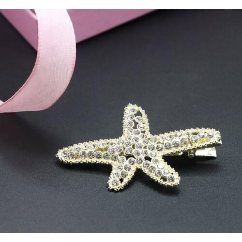 ZV 1Pcs New Starfish Pearl Barrettes For Women Girl Handmade Summer beach Hair Clip Pin Rhinestone Floral Headwear Dropshipping
