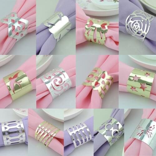 100pcs/lot gold silver Metal buckle napkins, napkin rings, home accessories, model room decorations, multi-style