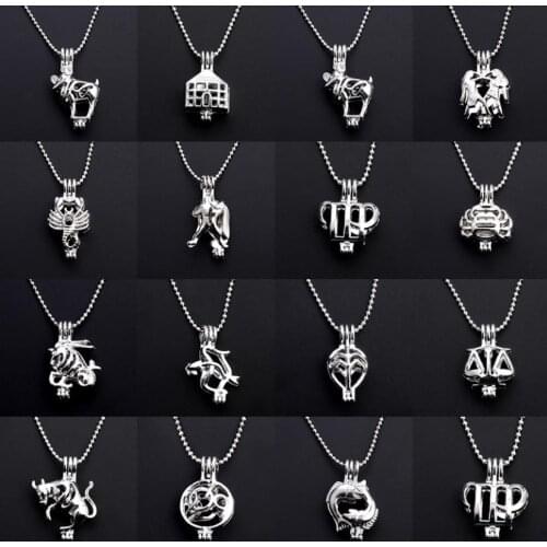 12pcs/lot 2019 New Hollowed 12 Constellation Necklaces Aromatherapy Locket Pendant Necklace For Women Men Zodiac Sign Jewelry