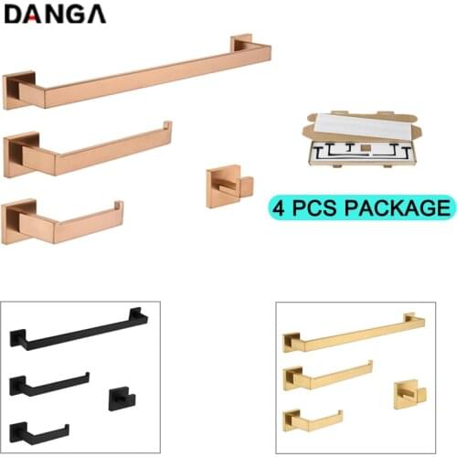 4 Pcs Set Quality Bathroom Hardware 304 Stainless Steel Towel Rack Toilet Paper Holder Towel Bar Towel Shelf Bath Accessories