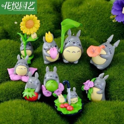 9pcs Totoro Doll Fairy Garden Miniatures Creative Crafts Multi-meat Plant Garden Figures Moss Micro Landscape Decoration
