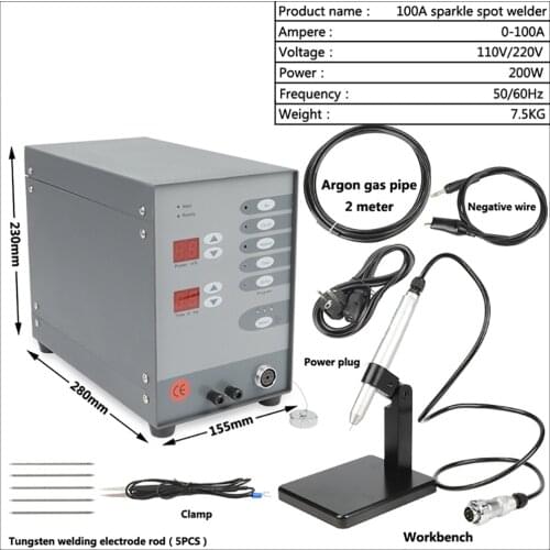 110v/220v 100A Spot Laser Welding Machine Automatic Numerical Control Touch Pulse Argon Arc Welder for Soldering Jewelry