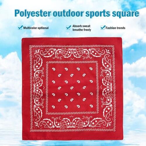 2020 Fashion Hip Hop Polyester Bandana Square Scarf 55*55cm Black Red Paisley Headband Printed For Women/Men