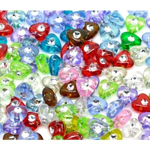 Doreen Box hot- 500Pcs Mixed Foil Dot Heart Charm Acrylic Beads 8x8mm(B10538)
