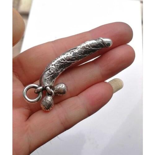 Solid 925 sterling Silver artisan Handmade collection product PENIS charm tag decoration pendant bracelet keychain pendant A5224