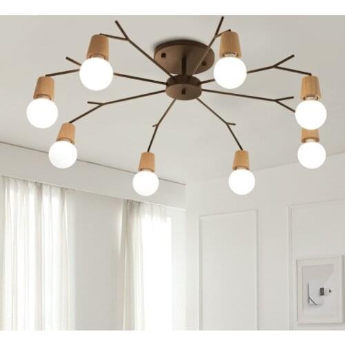 E27 Wood LED Ceiling Lights Living Room Bedroom Modern Ceiling Lamp Modern Lustres De Sala Plafon luminarie lights 3/5/8 Light