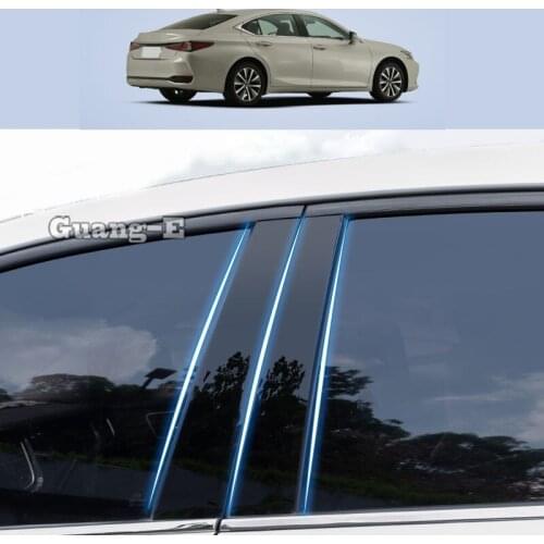 For Lexus ES ES200 ES250 ES300 ES350 2018-2022 Car PC Material Pillar Post Cover Door Trim Window Piano Black Molding Sticker